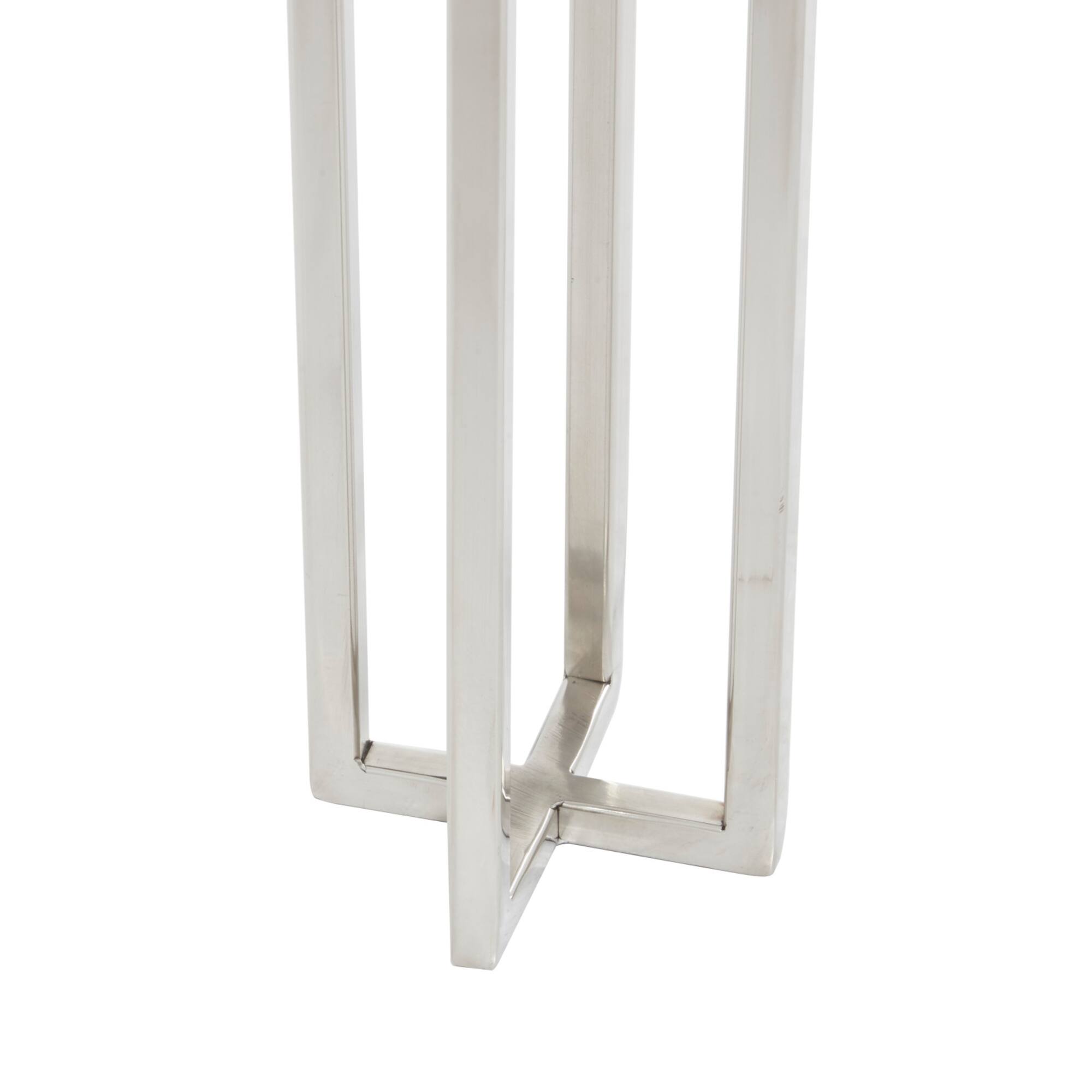 Silver Stainless Steel Glam Candle Holder Set